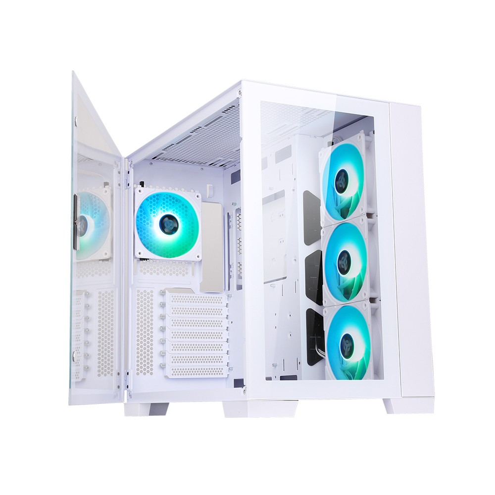 CASE SHOWBUI 45W - GAMING TOWER, ATX 4x12cm ARGB fan, 2xUSB3, Type-C, Side & Front Panel Temp Glass, White Edition