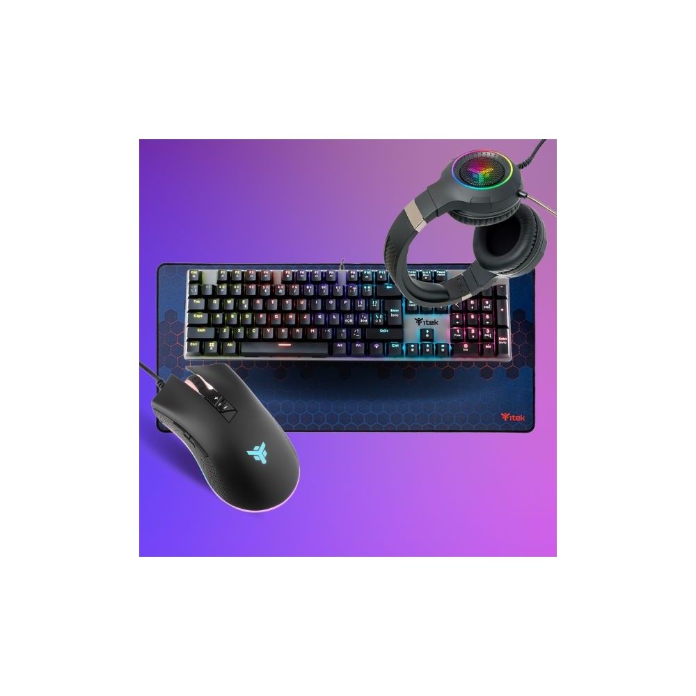 KIT GAMING ITEK - TASTIERA X10 + MOUSE G61 + MOUSE PAD XXL E1 + CUFFIE H430