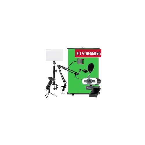 KIT STREAMING ITEK GREEN SCREEN+WEBCAM W401L+MICROFONO M100 E BRACCIO+ LAMPADA E SUPPORTO