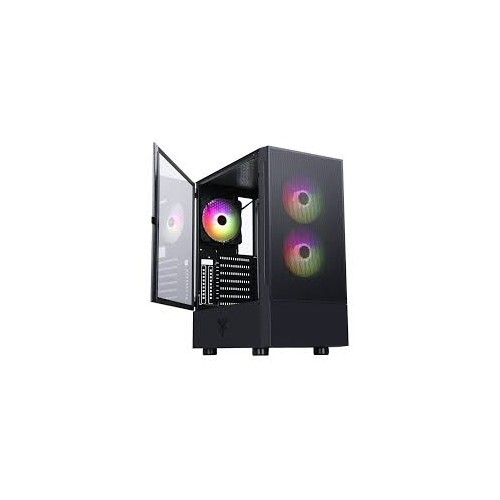 Case SIISBE 3.0 - Gaming Middle Tower, 3x12cm ARGB fan, USB3, Side Panel Temp Glass with hinge