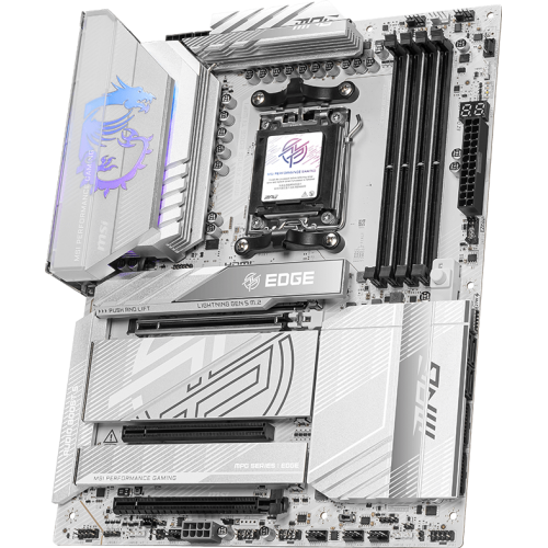 Scheda madre MSI MPG X870E EDGE WIFI ATX con socket AM5, chipset AMD X870E, 4 slot DDR5 e scatola retail originale – PcSuit.it