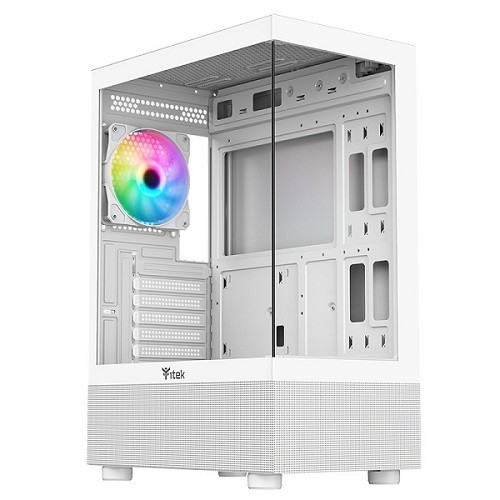 CASE ITEK SHOWBUI 33B - Gaming Tower ATX- 12cm ARGB fan- USB3- Side & Front Panel Temp Glass White